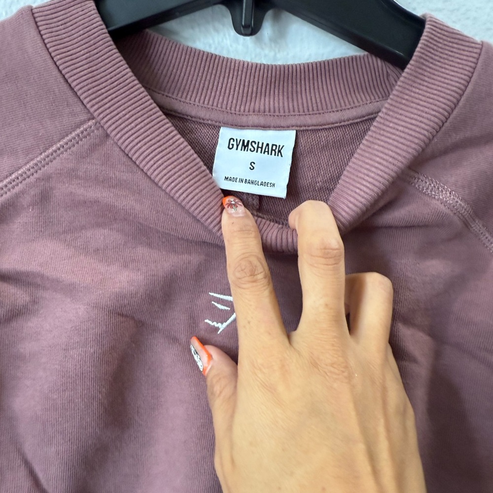 Gymshark Cropped Sweatshirt Mauve Dusty Purple | Small |Athleisure Crop Pullover - Picture 6 of 7